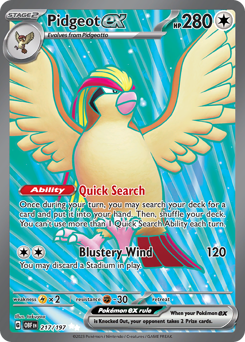 Pidgeot ex card art