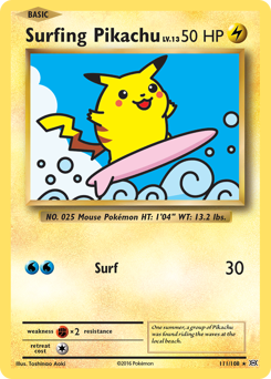 Surfing Pikachu card art