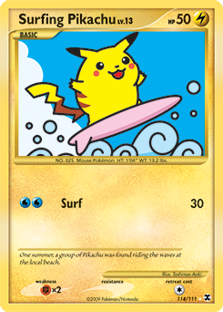Surfing Pikachu card art