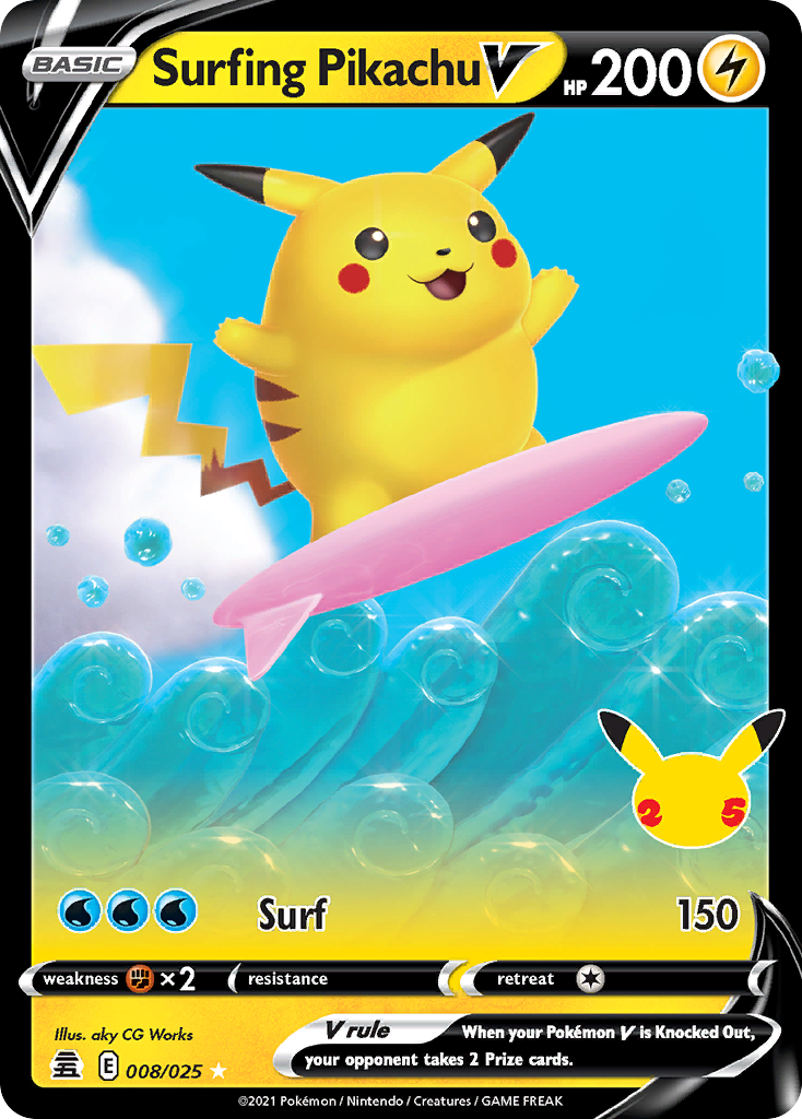 Surfing Pikachu V card art