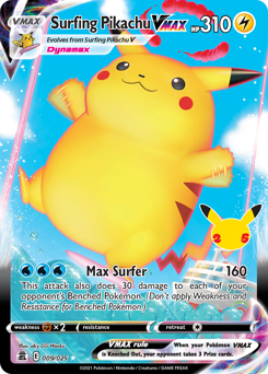 Surfing Pikachu VMAX card art